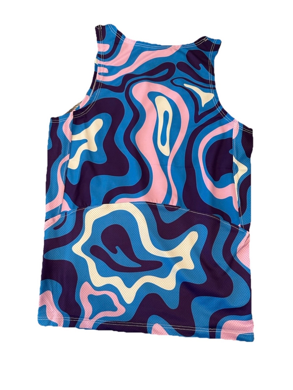 BKTSQD Tidal Compression Tank in Blue & Pink Swirl - Youth Small